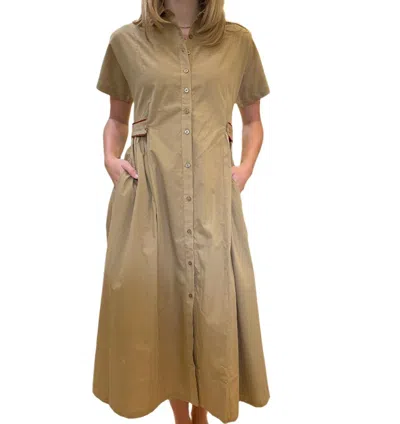 Wknder The Kiki Dress Cotton Poplin In Khaki In Green