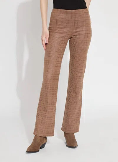 LYSSÉ NEOPRENE BABY BOOTCUT PANT IN WARM BROWN PLAID 