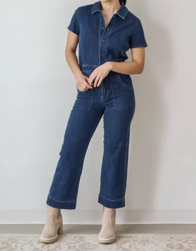 Kancan Polly Denim Jumpsuit In Dark Wash In Blue