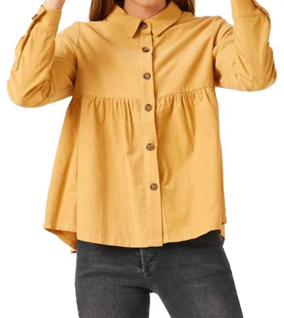 Hayden La Corduroy Button Up Peplum Shirt In Mustard In Yellow