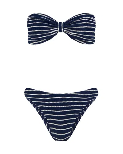 Hunza G Maillot De Bain Deux Pièces In Navy/white