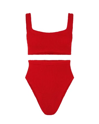 Hunza G Patricia Seersucker Bikini In Red