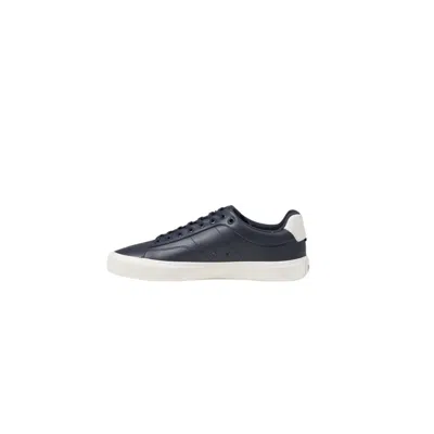 Hugo Boss Boss Aiden Logo Contrast Heel Leather Sneakers In Blue