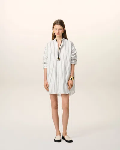 Ami Alexandre Mattiussi Woman Shirt White Size 8 Cotton In Offwhite/blue Note/navy Blue