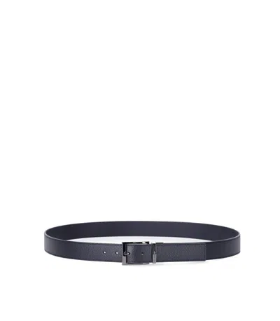 Shop Emporio Armani Navy Blue Reversible Belt