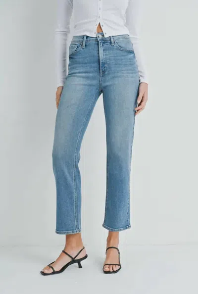 Just Black Denim Denim High Rise Crop Straight Jeans In Medium Wash In Multi