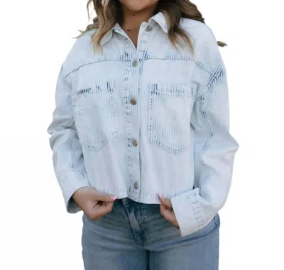 Miou Muse Washed Stripe Jacket In Denim In Multi