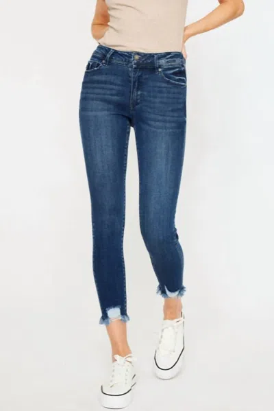 Kancan High Rise Ankle Skinny Jeans In Dark Wash In Blue