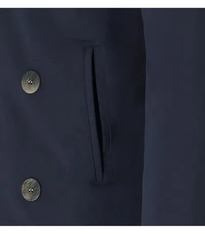 H953 Navy Blue Knitted Peacoat In Blue
