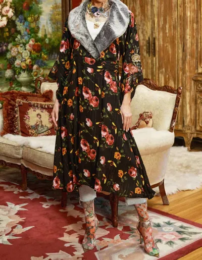 Aratta Charlene Princess Of Monaco Kimono In Black Lurex In Multi