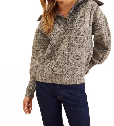 John & Jenn Micah Quarter Zip Sweater In Arctic Fox In Multi