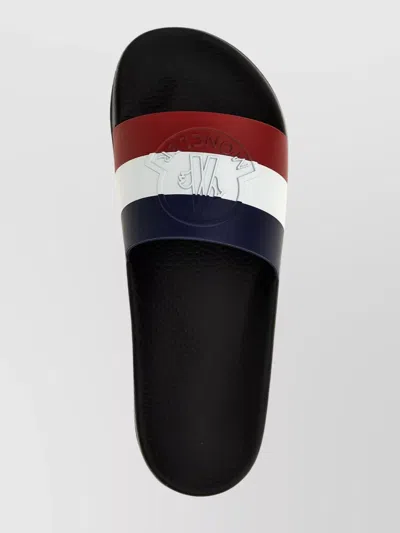 Moncler Basile Black Rubber Sliders In White