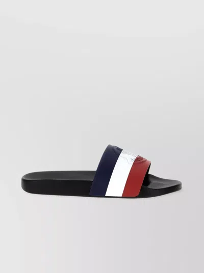 Moncler Basile Black Rubber Sliders In White
