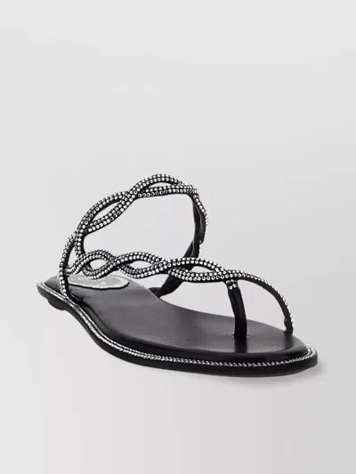René Caovilla Rene Caovilla Black Flat Braid Sandal 10