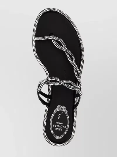 René Caovilla Rene Caovilla Black Flat Braid Sandal 10