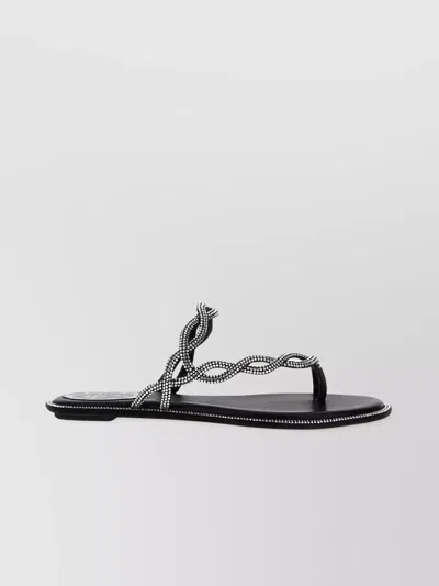 René Caovilla Rene Caovilla Black Flat Braid Sandal 10