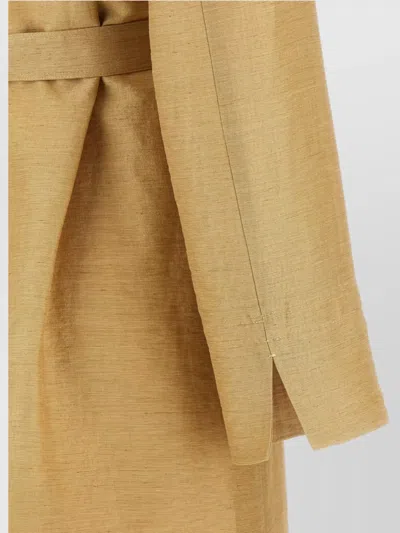 Max Mara Long Coat Cinched At Waist In Multi