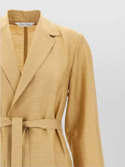 Max Mara Long Coat Cinched At Waist In Multi