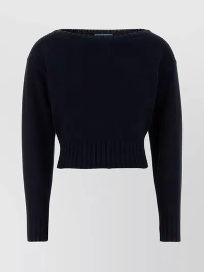 Prada Maglia Scollo Barca In Cotone In Blue