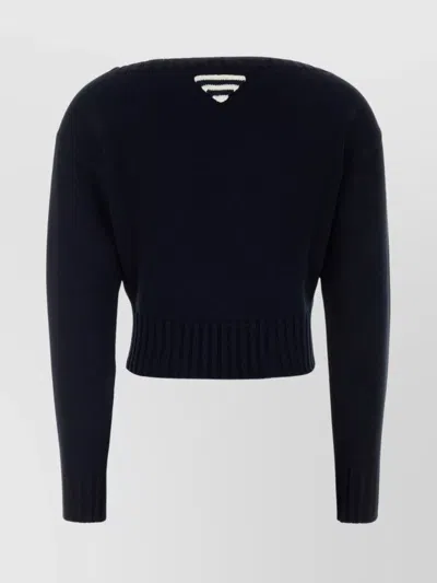 Prada Maglia Scollo Barca In Cotone In Blue
