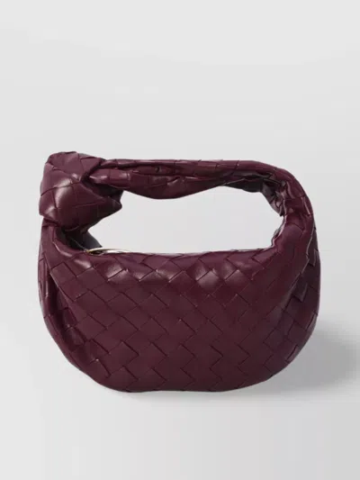 Bottega Veneta Women Mini Jodie Leather Handbag With Intrecciato Motif In Burgundy