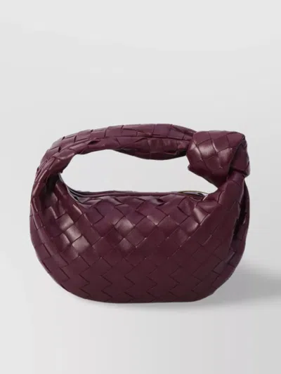 Bottega Veneta Women Mini Jodie Leather Handbag With Intrecciato Motif In Burgundy