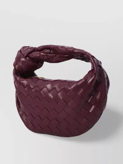 Bottega Veneta Women Mini Jodie Leather Handbag With Intrecciato Motif In Burgundy
