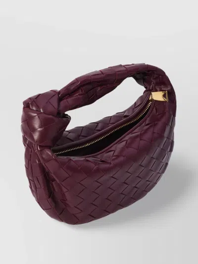 Bottega Veneta Women Mini Jodie Leather Handbag With Intrecciato Motif In Burgundy
