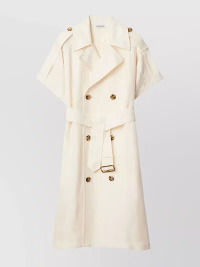Burberry Trench Dress Viscose Belted Double-breasted Epaulettes In Neutral