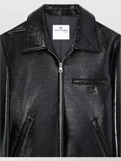 Courrèges Tailored Shiny Finish Collared Jacket