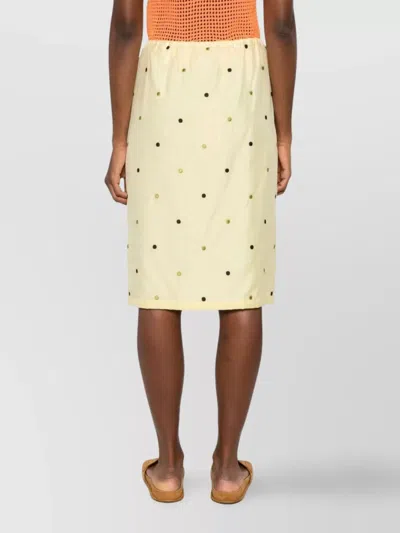 Kenzo Peonies Embroidered Drawstring Skirt In Yellow