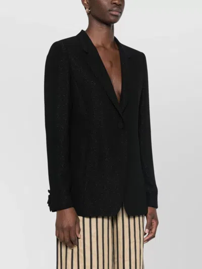 Emporio Armani Single-breasted Blazer Jacket Glitter Finish In Black