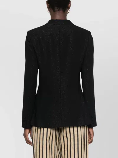 Emporio Armani Single-breasted Blazer Jacket Glitter Finish In Black