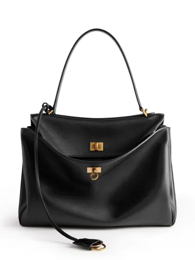 Balenciaga Rodeo Medium Smooth Leather Hand Bags In Black