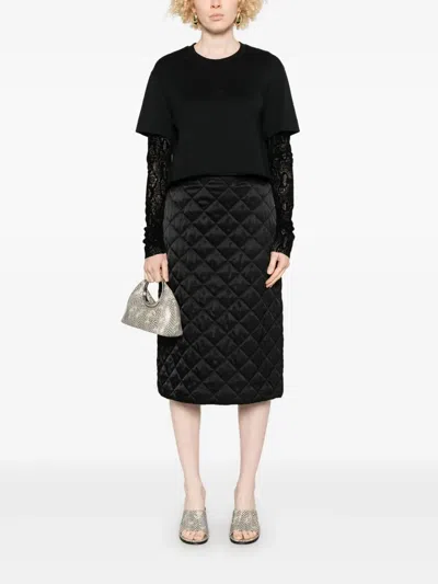 Givenchy Overlapped Cropped T-shirt In Cotton And Python Tulle In Black