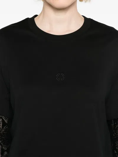 Givenchy Overlapped Cropped T-shirt In Cotton And Python Tulle In Black