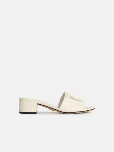 Dolce & Gabbana White Leather Slippers In White