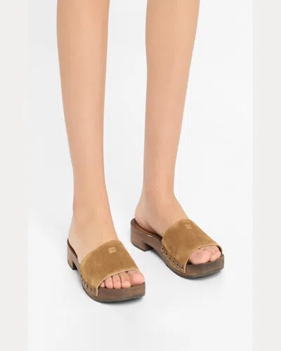 Miu Miu Women Leather Sandals In Multi