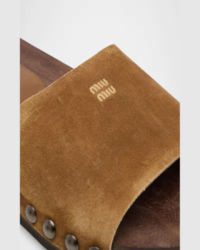 Miu Miu Women Leather Sandals In Multi