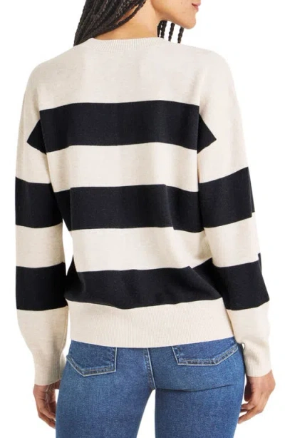 Splendid Libby Stripe Wool-blend Sweater In Oat Black Stripe