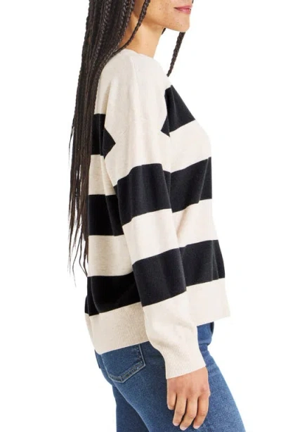 Splendid Libby Stripe Wool-blend Sweater In Oat Black Stripe