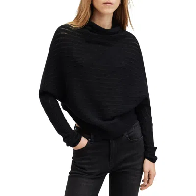 Allsaints Ridley Funnel Neck Sweater In Black