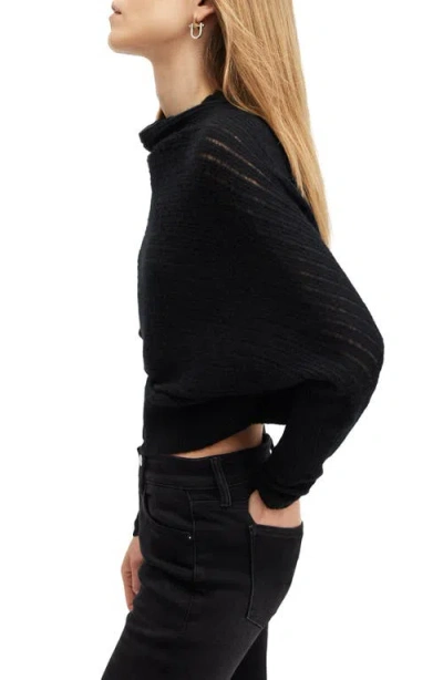 Allsaints Ridley Funnel Neck Sweater In Black