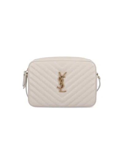 Saint Laurent Lou Medium Quilted Leather Shoulder Bag In Cream