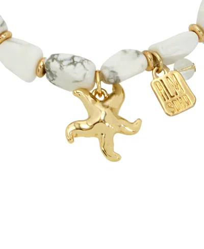 Robert Lee Morris Soho White Howlite Starfish Stretch Bracelet In White,gold
