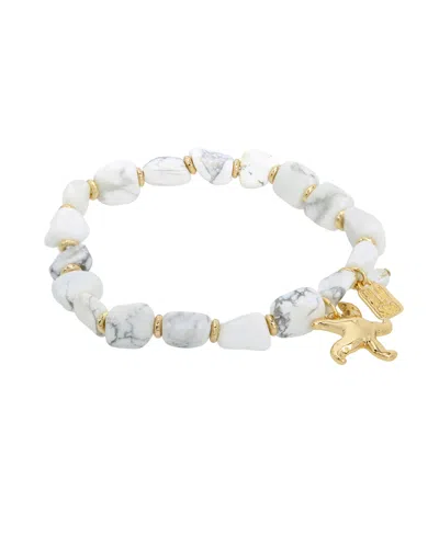 Robert Lee Morris Soho White Howlite Starfish Stretch Bracelet In White,gold