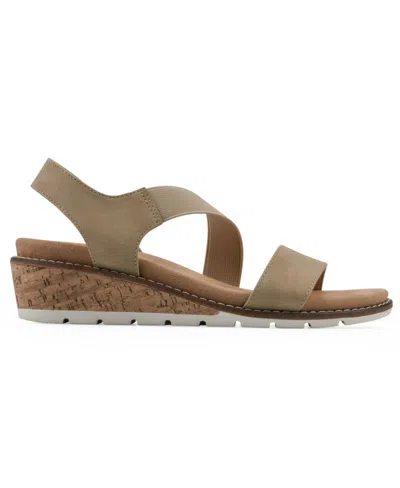 Cliffs By White Mountain Women's Tinnley Wedge Slip-on Sandals In Natural Nubuck