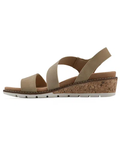 Cliffs By White Mountain Women's Tinnley Wedge Slip-on Sandals In Natural Nubuck
