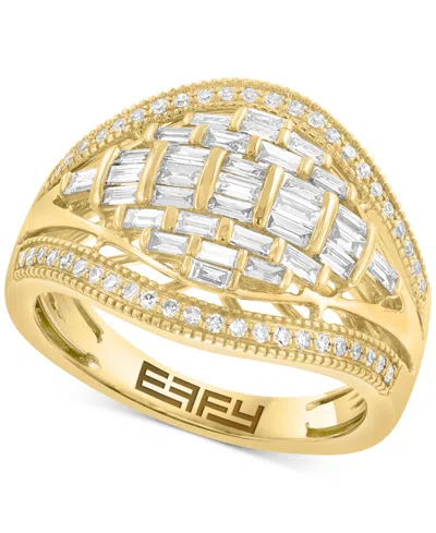 Effy Collection Effy Diamond Round & Baguette Curved Statement Ring (5/8 Ct. T.w.) In 14k Gold In Gold