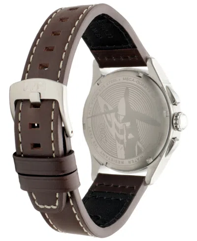 Avi-8 Men's Spitfire Lock Chronograph Brown Leather Strap Watch, 42mm In Black